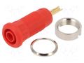 Connector: 2mm banana; socket; Overall len: 29mm; red; soldered STÄUBLI MLB2.0-L-22