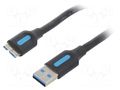 Cable; USB 3.0; USB A plug,USB B micro plug; nickel plated; 1m VENTION COPBF