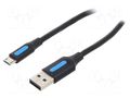 Cable; USB 2.0; USB A plug,USB B micro plug; nickel plated; 0.5m VENTION COLBD
