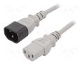 Cable; 3x1mm2; IEC C13 female,IEC C14 male; PVC; 3m; grey; 10A LIAN DUNG WN111-3/10/3G