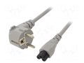 Cable; 3x0.75mm2; CEE 7/7 (E/F) plug angled,IEC C5 female; PVC LIAN DUNG SN314-3/07/3GY