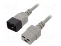 Cable; 3x1.5mm2; IEC C19 female,IEC C20 male; PVC; 0.5m; grey; 16A LIAN DUNG WN113-3/15/0.5G