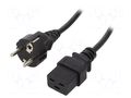 Cable; CEE 7/7 (E/F) plug,IEC C19 female; 1m; black; 16A; 250V LOGILINK CP151