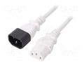 Cable; 3x0.75mm2; IEC C13 female,IEC C14 male; PVC; 1m; white; 10A LIAN DUNG WN111-3/07/1W