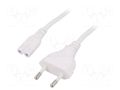 Cable; CEE 7/16 (C) plug,IEC C7 female; 1.8m; white; 2.5A; 250V LOGILINK CP092W