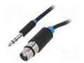 Cable; Jack 6,3mm 3pin plug,XLR female 3pin; 2m; black; PVC VENTION BBEBH