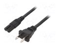 Cable; 2x18AWG; IEC C7 female,NEMA 1-15 (A) plug; PVC; 4m; black SCHURTER 6010.5278
