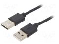 Cable; USB 2.0; USB A plug,both sides; nickel plated; 1.8m; black DIGITUS AK-300100-018-S