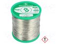 Tin; lead free; Sn97Ag3; 0.5mm; 500g; reel; 221°C; Flux: SW26 BROQUETAS ECO2-05/05H
