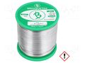 Tin; lead free; Sn97Ag3; 1mm; 500g; reel; 221°C; Flux: SW26 BROQUETAS ECO2-10/05H