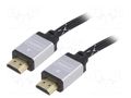 Cable; HDMI plug,both sides; textile; 3m; black; HDMI 2.0; 30AWG GEMBIRD CCB-HDMIL-3M