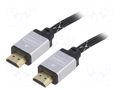 Cable; HDMI plug,both sides; textile; HDMI 2.0; 3m; black; 30AWG GEMBIRD CCB-HDMIL-3M
