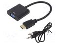 Converter; D-Sub 15pin HD socket,HDMI plug; HDMI 1.4; 0.15m GEMBIRD A-HDMI-VGA-03