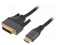 Cable; DVI-D (18+1) plug,HDMI plug; textile; 4K,UHD 2160p; 1.8m GEMBIRD CC-HDMI-DVI-4K-6
