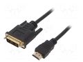 Cable; DVI-D (18+1) plug,HDMI plug; PVC; 3m; black; 30AWG GEMBIRD CC-HDMI-DVI-10