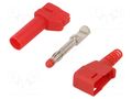 Connector: 4mm banana; plug; 32A; red; insulated,angled; on cable STÄUBLI SLS425-SW-22