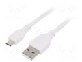 Cable; USB 2.0; USB A plug,USB B micro plug; gold-plated; 1.8m GEMBIRD CCP-MUSB2-AMBM-6-W