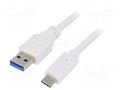 Cable; USB 3.0; USB A plug,USB C plug; gold-plated; 3m; white; PVC GEMBIRD CCP-USB3-AMCM-W-10