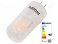 LED lamp; warm white; G4; 12VAC; 330lm; P: 2.7W; 300°; 3000K PHILIPS 76777800