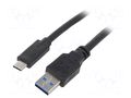 Cable; USB 3.0; USB A plug,USB C plug; gold-plated; 1.8m; black GEMBIRD CCP-USB3-AMCM-6