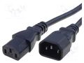 Cable; 3x1mm2; IEC C13 female,IEC C14 male; PVC; 1m; black; 10A SCHURTER 6007.0212