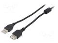 Cable; USB 2.0; USB A socket,USB A plug; gold-plated; 4.5m; black GEMBIRD CCF-USB2-AMAF-15