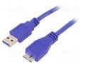 Cable; USB 3.0; USB A plug,USB B micro plug; 0.5m; blue GEMBIRD CCP-MUSB3-AMBM-0.5
