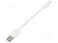Cable; USB 3.0; USB A plug,USB C plug; gold-plated; 0.1m; white GEMBIRD CCP-USB3-AMCM-W0.1