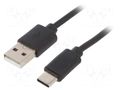 Cable; USB 2.0; USB A plug,USB C plug; 1m; black; Cablexpert GEMBIRD CC-USB2-AMCM-1M