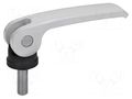 Lever; clamping; Thread len: 25mm; Lever length: 63mm; Body: silver ELESA+GANTER GN927.4-63M6-25-BS