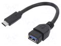 Cable; OTG,USB 3.0; USB A socket,USB C plug; 0.15m; black; bag GEMBIRD A-OTG-CMAF3-01