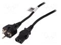 Cable; 3x1mm2; CEE 7/7 (E/F) plug,IEC C13 female; 2.5m; black QOLTEC QOLTEC-50369