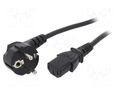 Cable; 3x0.75mm2; CEE 7/7 (E/F) plug angled,IEC C13 female QOLTEC QOLTEC-50368