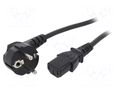 Cable; 3x0.75mm2; CEE 7/7 (E/F) plug angled,IEC C13 female QOLTEC QOLTEC-50368