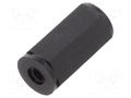 Screwed spacer sleeve; hexagonal; polyamide; M2; L: 10mm; black DREMEC TFF-M2X10/DR181