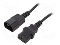 Cable; 3x0.5mm2; IEC C13 female,IEC C14 male; PVC; 1.8m; black; 6A GEMBIRD PC-189