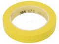 Tape: marking; yellow; L: 33m; W: 19mm; Thk: 0.13mm; 2.5N/cm; 130% 3M 3M-471-19-33/YE