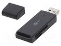 Card reader: memory; USB A plug; USB 3.0; PnP; black; 5Gbps Goobay PC-58260
