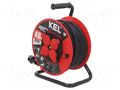Extension lead; 3x2.5mm2; reel; Sockets: 4; rubber; black; 40m; 16A KEL W-97923