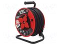 Extension lead; 3x2.5mm2; reel; Sockets: 4; rubber; black; 50m; 16A KEL W-97924