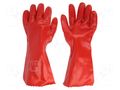 Protective gloves; Size: 10; red; PVC; long; 12pcs. LAHTI PRO LAHTI-L240210W