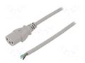 Cable; 3x0.75mm2; IEC C13 female,wires; PVC; 1.8m; grey; 10A; 250V LIAN DUNG SN31-3/07/1.8GY