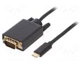 Adapter; D-Sub 15pin HD plug,USB C plug; gold-plated; 1.8m; PVC AKYGA AK-AV-17
