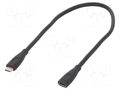 Cable; USB 3.2; USB C socket,USB C plug; nickel plated; 0.3m AKYGA AK-USB-32