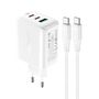 Acefast 2in1 wall charger 2x USB-C / USB-A 65W, PD, QC 3.0, AFC, FCP (set with USB-C 1.2m cable) white (A13 white), Acefast 6974316280286 6974316280286