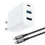 Acefast 2in1 charger GaN 65W USB Type C / USB, adapter adapter HDMI 4K @ 60Hz (set with cable) white (A17 white), Acefast 6974316281092 6974316281092