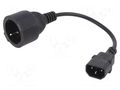 Cable; 3x0.75mm2; CEE 7/3 (F) socket,IEC C14 male; PVC; 0.15m AKYGA AK-PC-10A