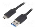Cable; USB 3.1; USB A plug,USB C plug; nickel plated; 1.8m; black AKYGA AK-USB-29