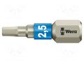 Screwdriver bit; Hex Plus key; HEX 2.5mm; 1/4"; Overall len: 25mm WERA WERA.05071072001