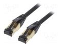 Patch cord; RJ45 plug,both sides; S/FTP; Cat 8; stranded; Cu; LSZH GEMBIRD PP8-LSZHCU-BK-5M